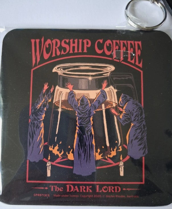 Steven Rhodes Worship Coffee The Dark Lord Gift Set Mug Coaster Keyring Official