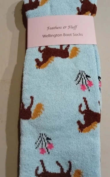 Feathers and Fluff - Blue Horse Wellington boots Socks